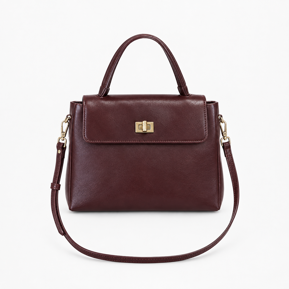Sac Besace Cuir Femme, coloris Bordeaux, vue de face