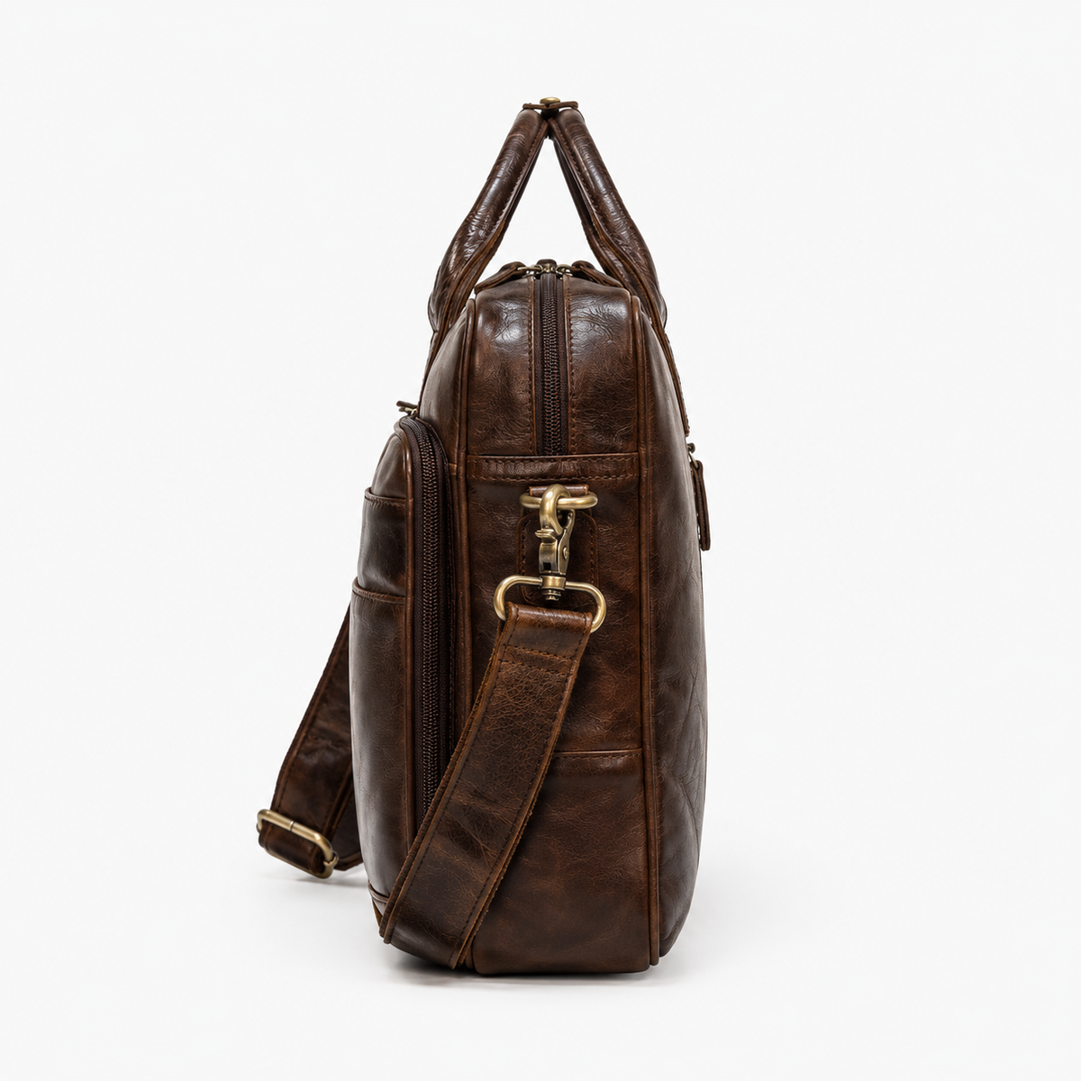 Sac pour Ordinateur Homme, coloris Café (40 cm), vue latérale