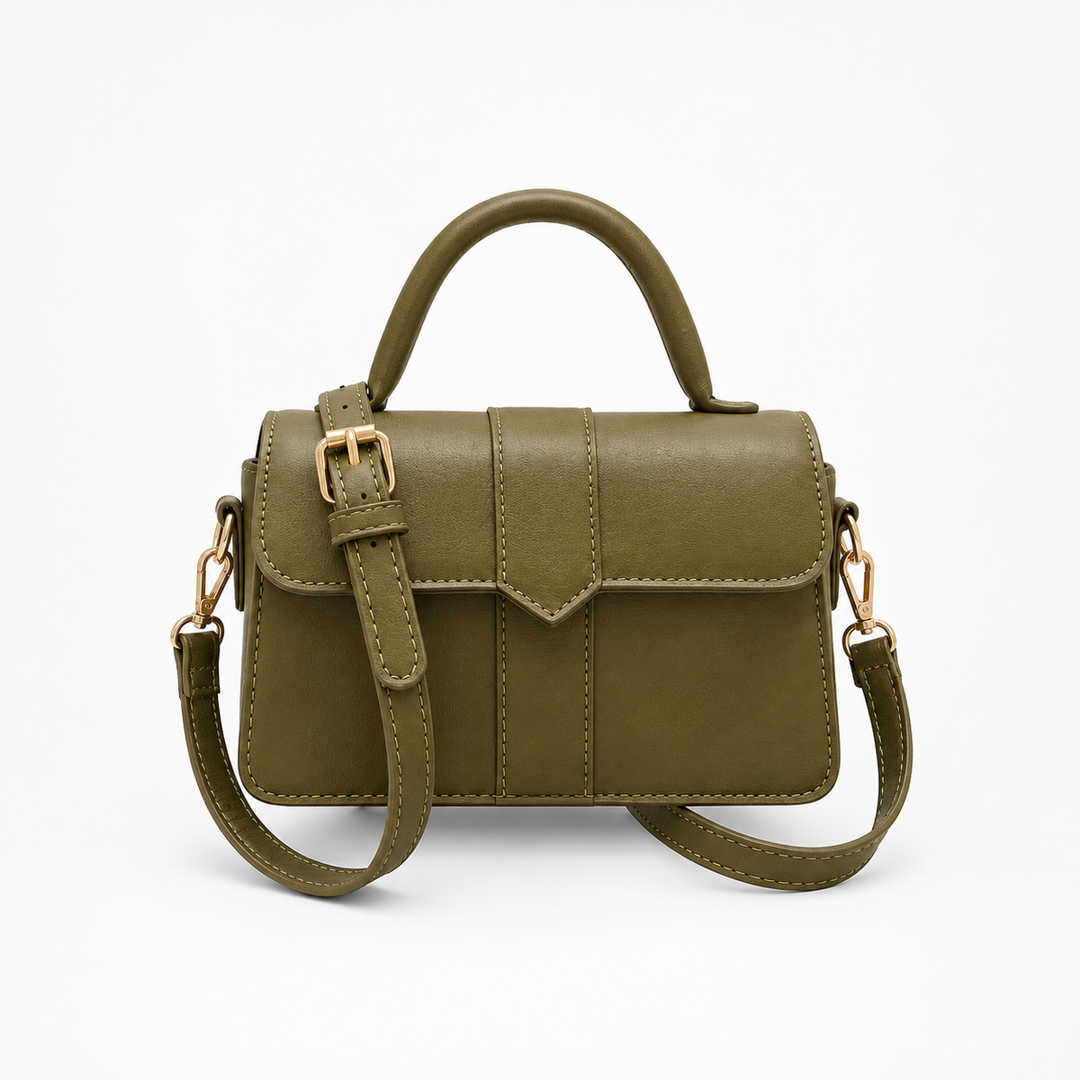 Sac à Main Carré, coloris Vert (21x12x8 cm), vue de face