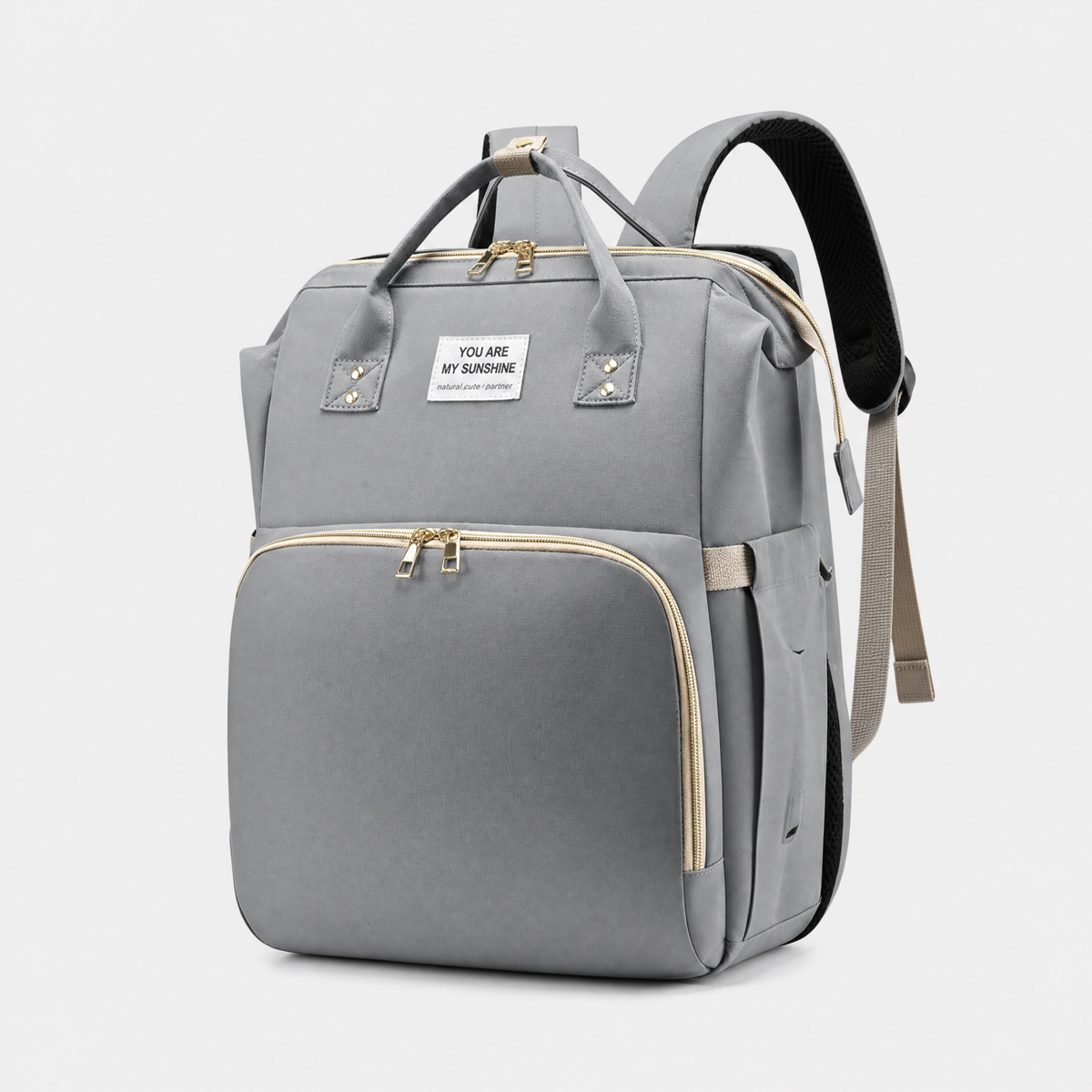 Sac à Langer Sac à Dos, coloris Gris, vue trois quarts