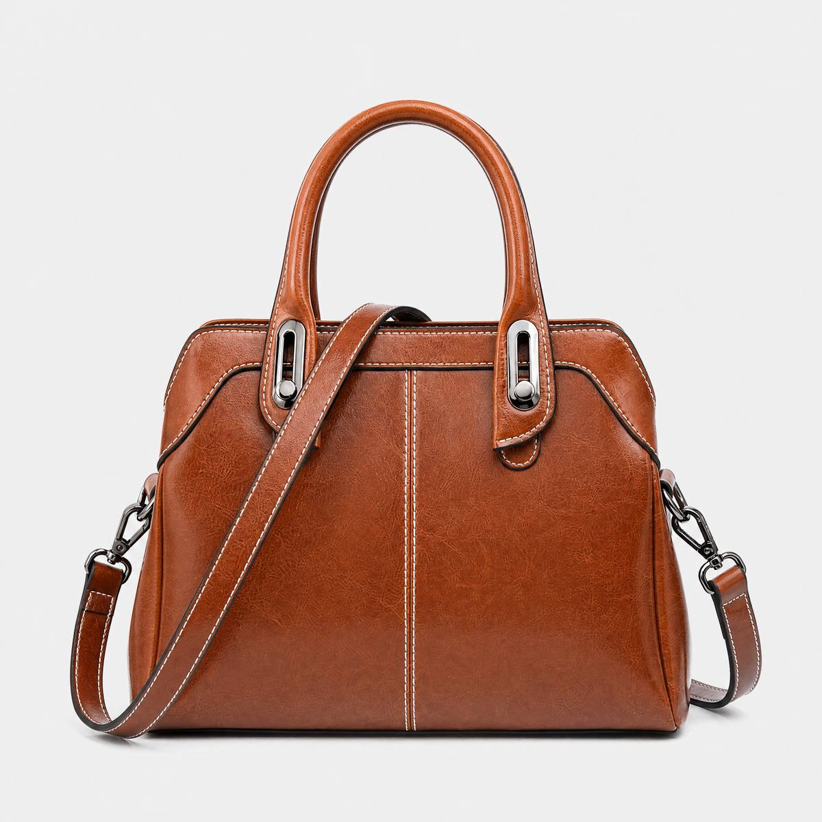 Sac à Main Bandoulière Cuir, coloris Marron, vue de face