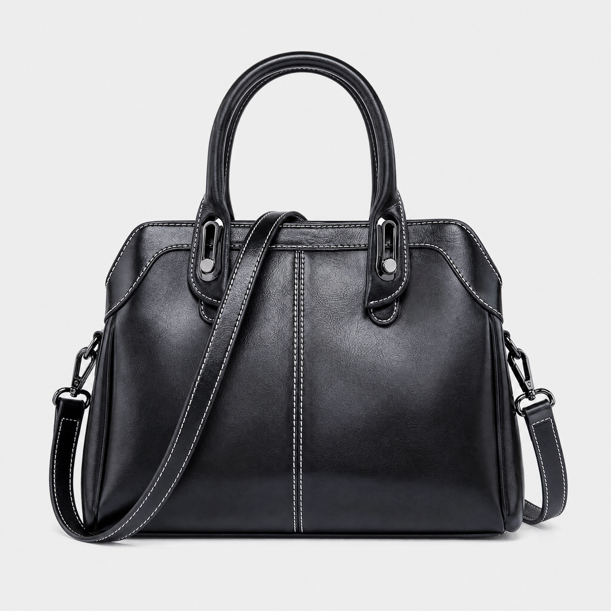 Sac à Main Bandoulière Cuir, coloris Noir, vue de face