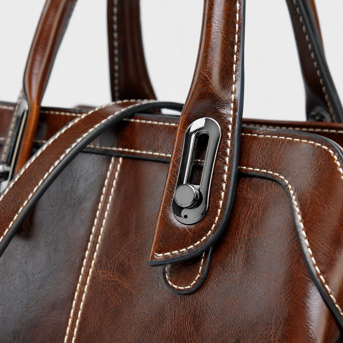 Sac à Main Bandoulière Cuir, coloris Café, détail