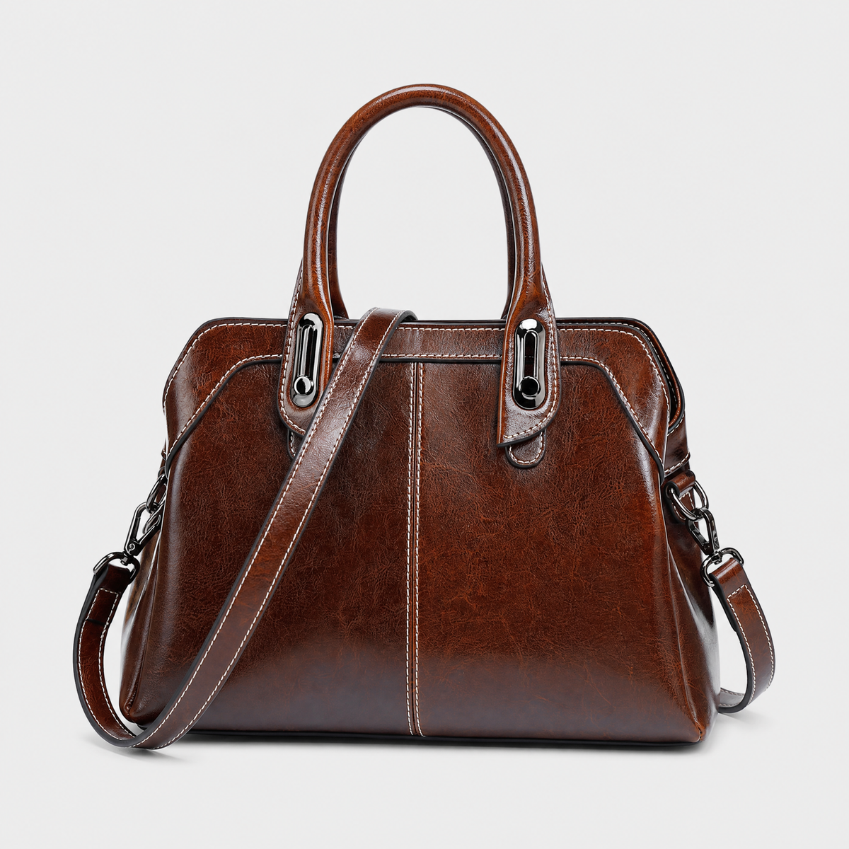 Sac à Main Bandoulière Cuir, coloris Café, vue de face