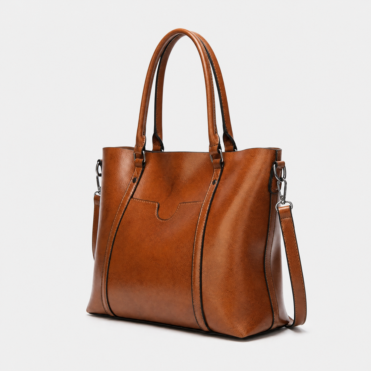 Sac à Main Cuir Femme, coloris Marron, vue trois quarts