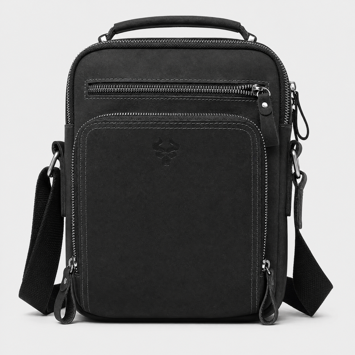 Sacoche pour Homme Cuir, coloris Noir, vue de face