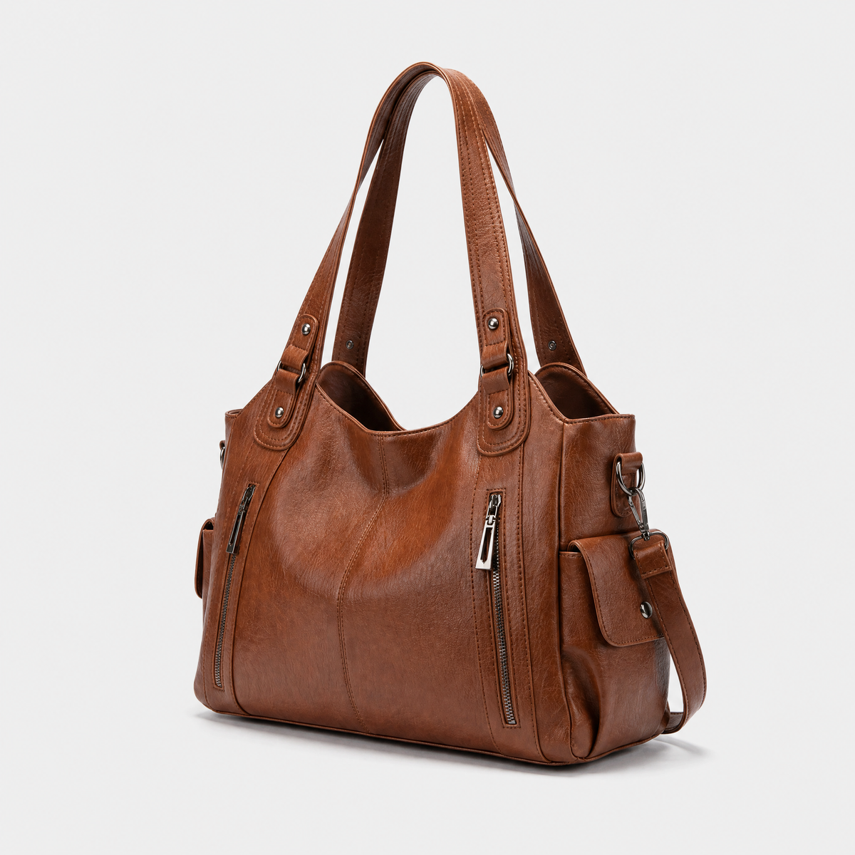 Sac de Voyage pour Femme en Cuir, coloris Marron, vue trois quarts