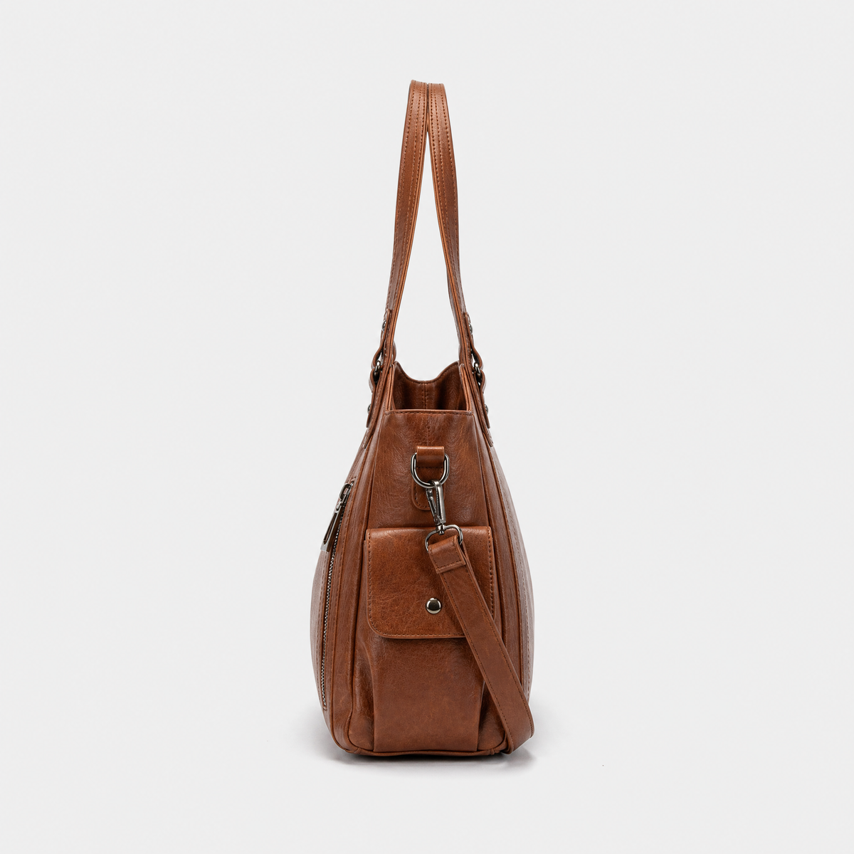 Sac de Voyage pour Femme en Cuir, coloris Marron, vue de profil